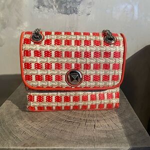 Kate Spade Red and Cream Checkered Shoulder Bag